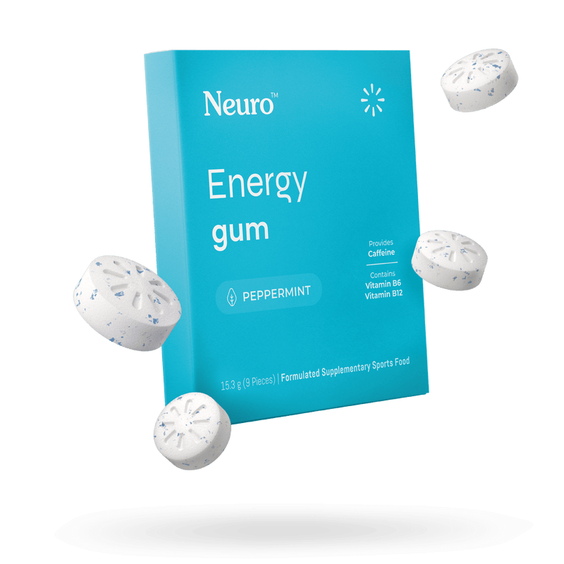 Neuro Energy Gum peppermint pack with individual gum pieces